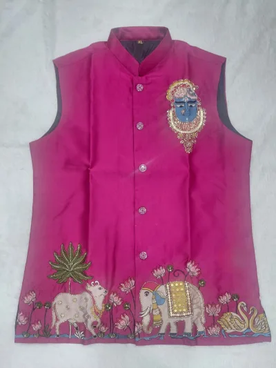 Wedding Wear Designer Malai Satin Koti Set